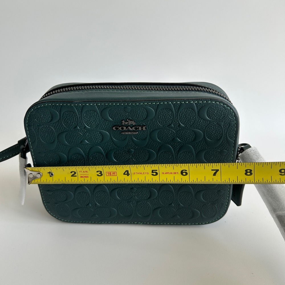 Coach Mini Jamie Forest Green Signature Debossed Leather Camera Bag NEW - Picture 9 of 11